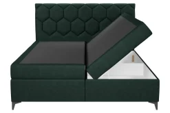 Łóżko kontynentalne z pojemnikiem zielone MEGAN PU 160x200 cm