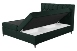 Łóżko kontynentalne z pojemnikiem zielone MEGAN PU 160x200 cm