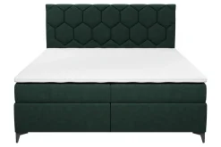 Łóżka Tapicerowane|Łóżka| Łóżko kontynentalne z pojemnikiem zielone MEGAN PU 180x200 cm