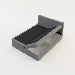 Łóżka Tapicerowane|Łóżka| Łóżko kontynentalne z toperem szare PEDRO PU 160x200 cm