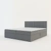 Łóżka Tapicerowane|Łóżka|inny Łóżko kontynentalne z toperem szare PEDRO PU 180x200 cm