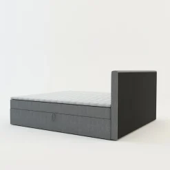 Łóżka Tapicerowane|Łóżka|inny Łóżko kontynentalne z toperem szare PEDRO PU 180x200 cm