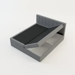 Łóżka Tapicerowane|Łóżka|inny Łóżko kontynentalne z toperem szare PEDRO PU 180x200 cm