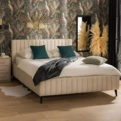 Werdomo Łóżko kremowe ze stelażem MAGGIE FULL 160x200 cm