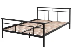 Łóżka| Łóżko metalowe ze stelażem czarne TADEUSZ 180x200 cm