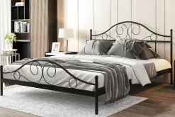 Łóżka| Łóżko metalowe ze stelażem czarne ANTIC 160x200 cm
