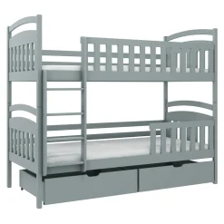 Dzieci Łóżko piętrowe szare AGATKA 2S, ze stelażem