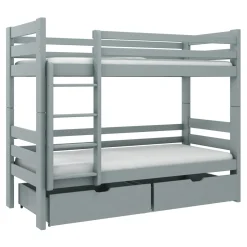 Łóżka|Łóżka Dziecięce| Łóżko piętrowe szare KRZYŚ 2S, ze stelażem