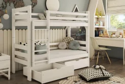 Łóżka|Łóżka Dziecięce| Łóżko piętrowe szare KRZYŚ 2S, ze stelażem