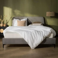 Łóżko szare ze stelażem KONTREXT 160x200 cm