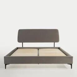 Łóżko szare ze stelażem KONTREXT 160x200 cm