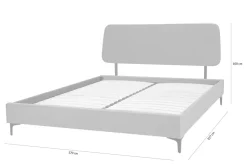 Łóżko szare ze stelażem KONTREXT 160x200 cm