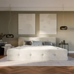 Łóżka Tapicerowane|Łóżka|inny Łóżko tapicerowane beżowe ANNA 120x200 cm