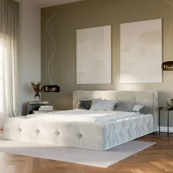 Łóżka Tapicerowane|Łóżka|inny Łóżko tapicerowane beżowe ANNA 160x200 cm