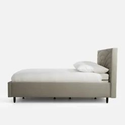 inny Łóżko tapicerowane beżowe LAURA ALTO 140x200 cm