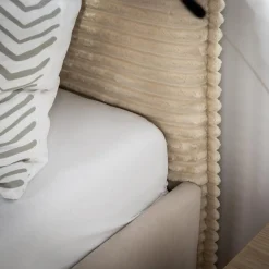 inny Łóżko tapicerowane beżowe LIVA FULL 160x200 cm