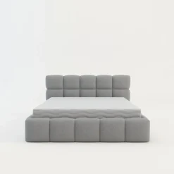 Łóżka Tapicerowane|Łóżka| Łóżko tapicerowane boucle jasnoszare CELINE 160x200 cm