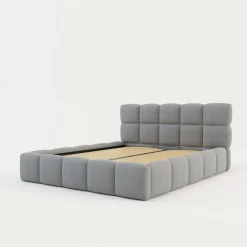 Łóżka Tapicerowane|Łóżka| Łóżko tapicerowane boucle jasnoszare CELINE 160x200 cm