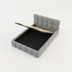 Łóżko tapicerowane boucle jasnoszare CELINE 140x200 cm