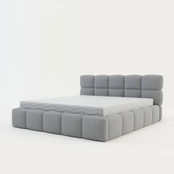 Łóżko tapicerowane boucle jasnoszare CELINE 180x200 cm