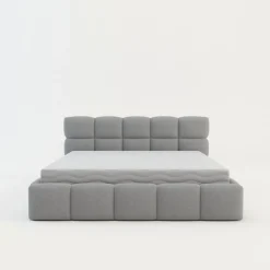 Łóżko tapicerowane boucle jasnoszare CELINE 180x200 cm