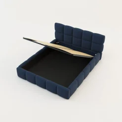 Łóżka Tapicerowane|Łóżka| Łóżko tapicerowane boucle niebieskie CELINE 160x200 cm