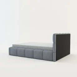 Łóżko tapicerowane boucle szaroniebieskie CELINE 140x200 cm