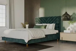 inny Łóżko tapicerowane ciemnozielone NICOLA ALTO 160x200 cm