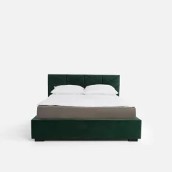 inny Łóżko tapicerowane ciemnozielone VIVIANE CORTO 140x200 cm