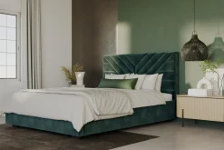 inny Łóżko tapicerowane ciemnozielone NICOLA CORTO 140x200 cm