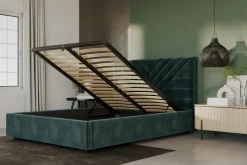inny Łóżko tapicerowane ciemnozielone NICOLA CORTO 140x200 cm