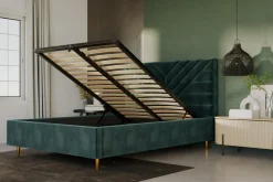 inny Łóżko tapicerowane ciemnozielone NICOLA ALTO 140x200 cm