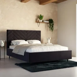 Łóżka Tapicerowane|Łóżka| Łóżko tapicerowane czarne DOMENICA ALTO 160x200 cm