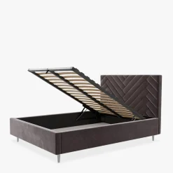 Łóżka Tapicerowane|Łóżka| Łóżko tapicerowane czarne DOMENICA ALTO 160x200 cm