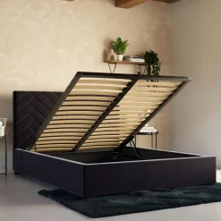 Łóżko tapicerowane czarne DOMENICA CORTO 160x200 cm