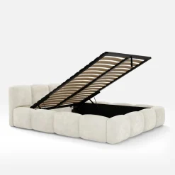 Łóżka Tapicerowane|Łóżka| Łóżko tapicerowane jasnobeżowe ANGELICA 180x200 cm