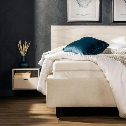 Łóżka Tapicerowane|Łóżka|inny Łóżko tapicerowane kremowe LAURA ALTO 140x200 cm
