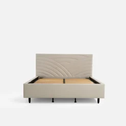 inny Łóżko tapicerowane kremowe LAURA ALTO 160x200 cm