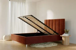 inny Łóżko tapicerowane pomarańczowe SOFIA ALTO 160x200 cm