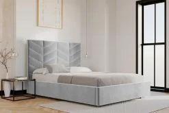 inny Łóżko tapicerowane popielate VIVIANE CORTO 140x200 cm