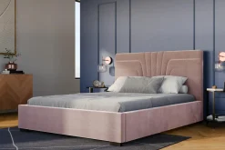 inny Łóżko tapicerowane różowe KARINA CORTO 140x200 cm