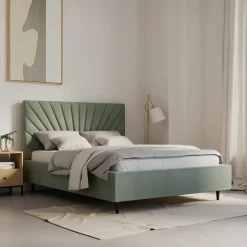 inny Łóżko tapicerowane zielone FELICIA ALTO 140x200 cm