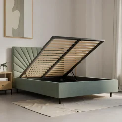 inny Łóżko tapicerowane zielone FELICIA ALTO 140x200 cm