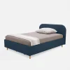 inny Łóżko welurowe granatowe SANTADI 90x200 cm