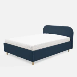 inny Łóżko welurowe granatowe SANTADI 90x200 cm