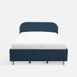 inny Łóżko welurowe granatowe SANTADI 90x200 cm