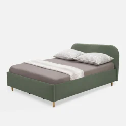 Łóżka Tapicerowane|Łóżka|inny Łóżko welurowe oliwkowe SANTADI 160x200 cm
