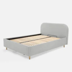 inny Łóżko welurowe szare SANTADI 140x200 cm