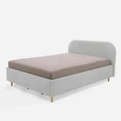 inny Łóżko welurowe szare SANTADI 140x200 cm