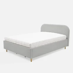 inny Łóżko welurowe szare SANTADI 90x200 cm